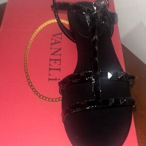 Vaneli Glossy Black Women's Sandals